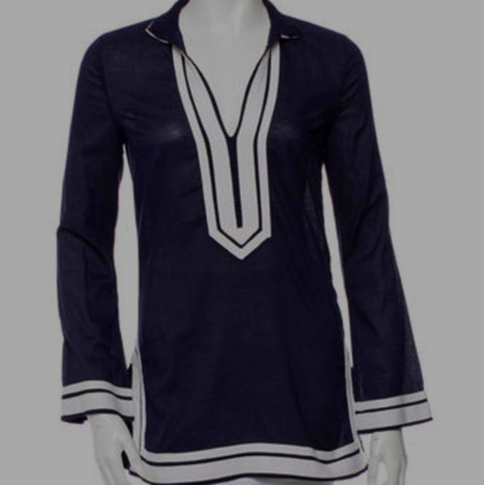 Tory Burch Long Sleeve Navy Tunic (Sz M)